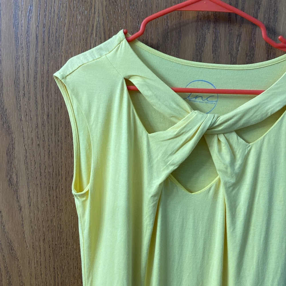 “5/$20” inc international concepts spring yellow sleeveless shirt size XL - Picture 2 of 5
